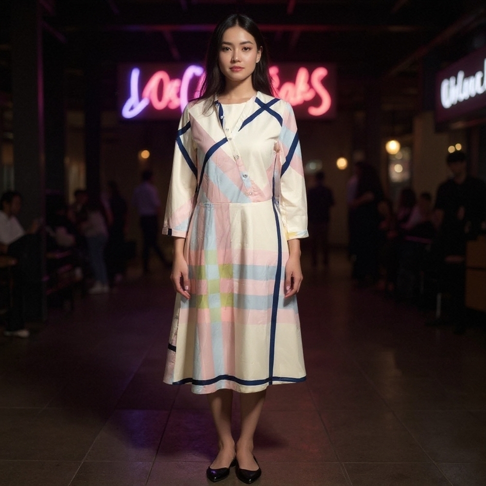 Mkrm 3/4 Sleeve Midi Dress Size Medium